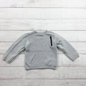 ZARA Boys Gray Quilted Sweater Knit Pullover Crewneck Zip Pocket 4